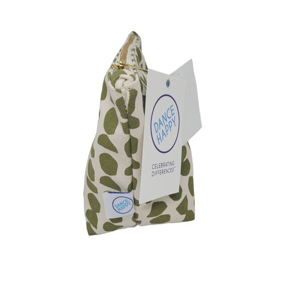 Dance Happy Geometric Print Canvas Zip Pouch Bag Army Green NEW MSRP $48 - Picture 2 of 10